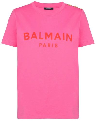 Balmain T-shirt mit paris-print - Pink