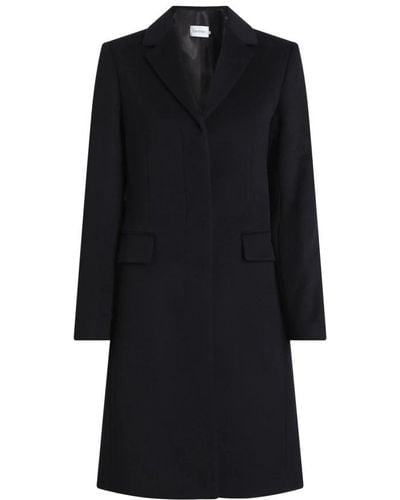 Calvin Klein Single-Breasted Coats - Black