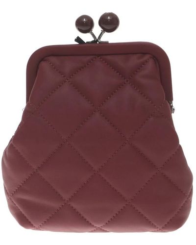 Weekend by Maxmara Bordeaux quilted leder clutch - Rot