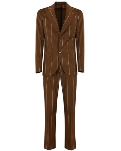 Lubiam Single Breasted Suits - Brown