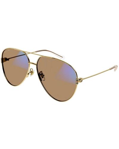 Gucci Stylische sonnenbrille mit blauen und braunen gläsern,gold/blau sonnenbrille gg1280s - Mettallic