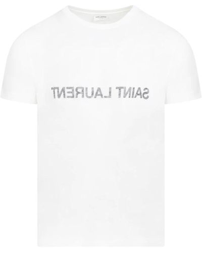 Saint Laurent Weiße reverse logo t-shirt