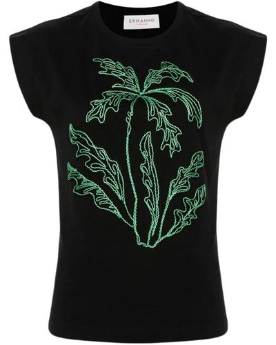 Ermanno Scervino Schwarzes palm tree t-shirt