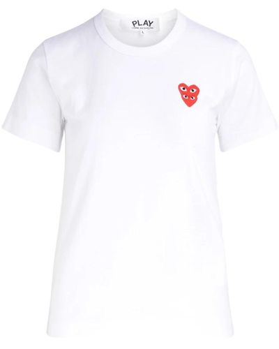 COMME DES GARÇONS PLAY Weiße -t-shirt mit herz-overlay