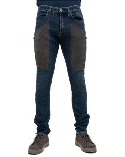 Jeckerson Jeans slim fit 5 tasche con patch in alcantara® grigio - Blu