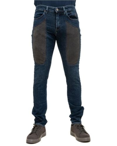 Jeckerson Slim fit 5-pocket jeans mit grauem alcantara® patch - Blau