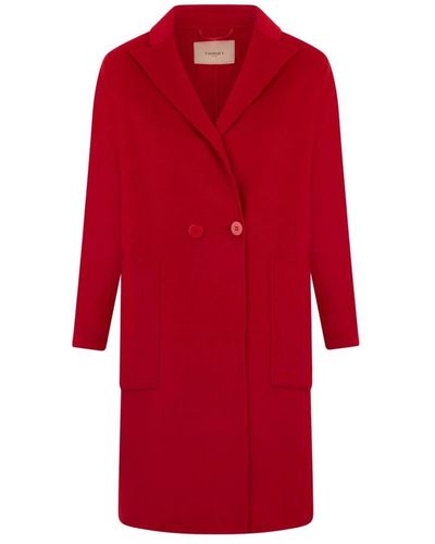 Twin Set Double-Breasted Coats - Red