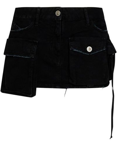 The Attico Falda negra de algodón desgastada - Negro