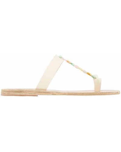 Ancient Greek Sandals Bunte perlen flache sandale - Weiß