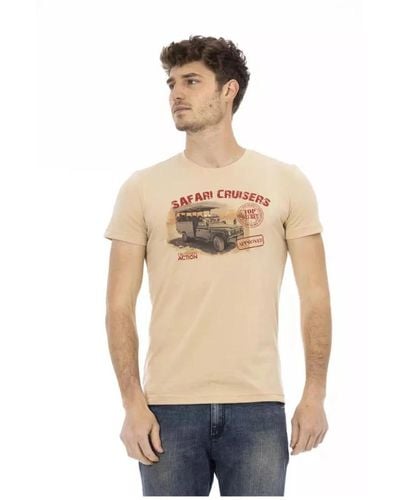 Trussardi S baumwoll-t-shirt mit frontdruck - Natur