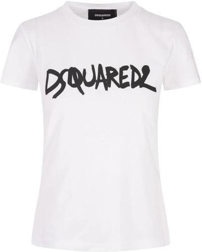 DSquared² Weiße baumwoll-jersey-rundhals-t-shirt