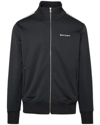 Palm Angels Grauer polyester-sweatshirt mit reißverschluss - Schwarz