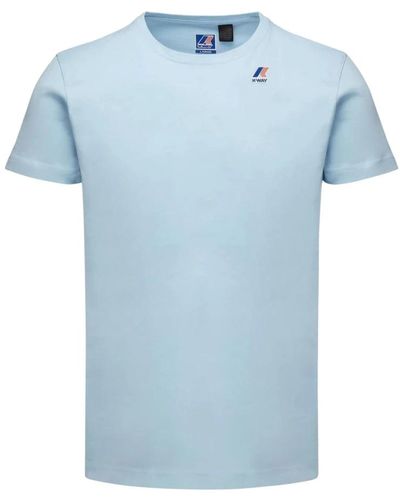 K-Way Knitwear,jersey baumwoll t-shirt mit bedrucktem logo,klassische wasserdichte jacke,t-shirts,polo shirt kollektion - Blau