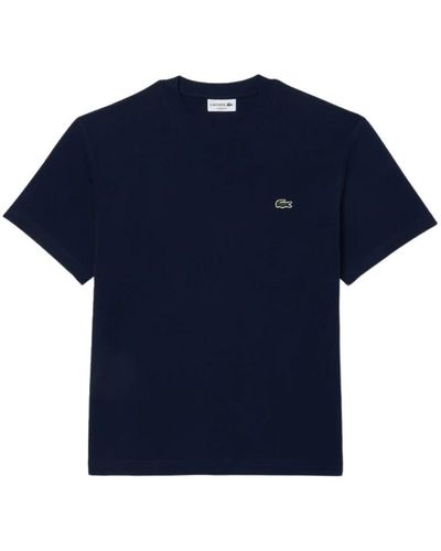 Lacoste Klassisches baumwollstrick-t-shirt navy blau