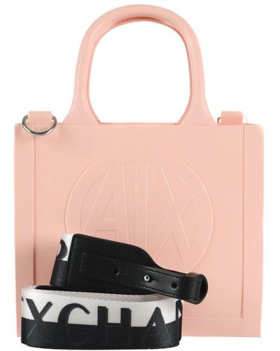 Armani Exchange Mini borsa shopping in pvc con logo impresso - Rosa