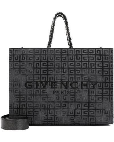 Givenchy Dunkelgraue baumwoll g-tote shopper tasche - Schwarz