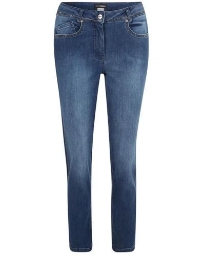 Doris Streich Slim-fit blaue jeans mit strass-details