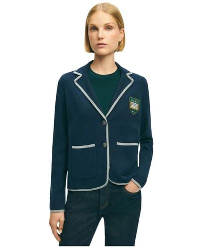 Brooks Brothers Cardigan maglione in misto cotone nylon blu navy - Verde