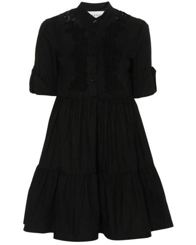 Ermanno Scervino Vestido negro con detalle de encaje