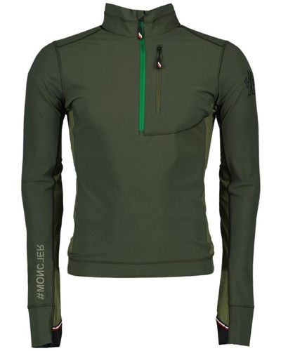 Moncler Sportliches langarm-t-shirt mit reißverschluss - Grün