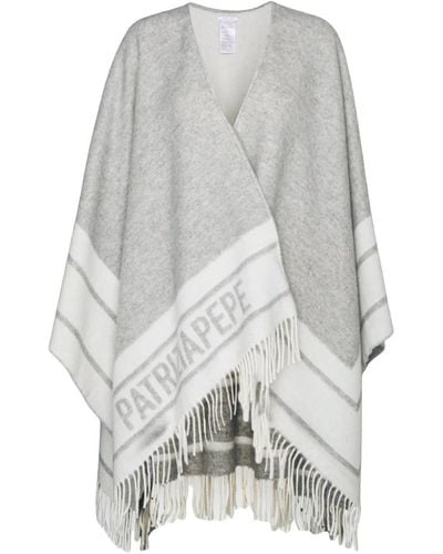 Patrizia Pepe Poncho in lana grigio bianco