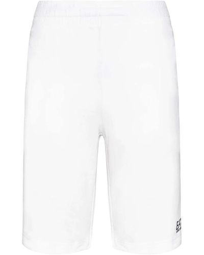 EA7 Weiße bermuda-shorts mit logo-detail