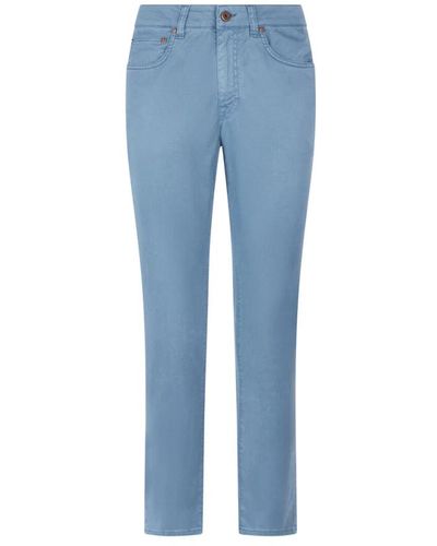 Boglioli Pantaloni in cotone e seta con texture diagonale - Blu