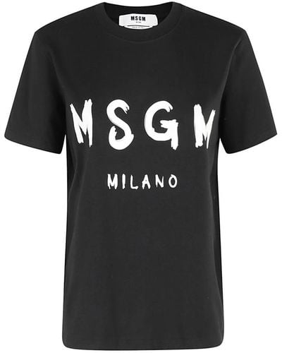 MSGM Lässiges baumwoll t-shirt - Schwarz