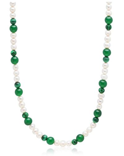 Nialaya Pearl choker with green aventurine and malachite - Verde