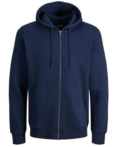 Jack & Jones Basic zip hoodie mit kängurutasche - Blau