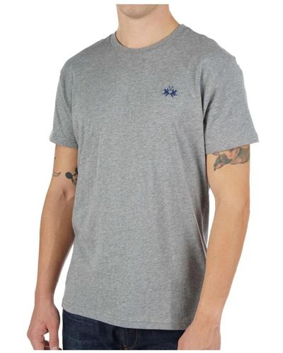 La Martina T-shirt con logo ricamato - grigio