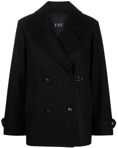 Fay Double-breasted coats - Nero