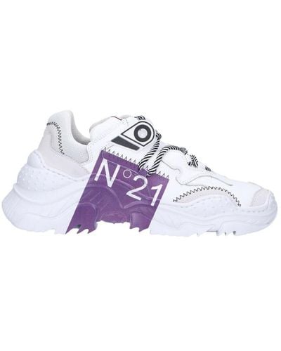 N°21 Leather sneakers with logo - billy -p - Blanc