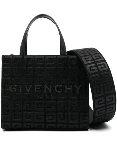 Givenchy Schwarze bestickte signature 4g canvas tasche