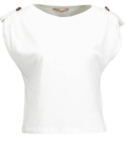 Rinascimento Trendiges off t-shirt mit goldknöpfen - Weiß