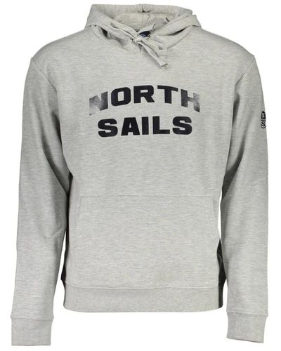 North Sails Grauer baumwollpullover mit kapuze und druck