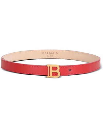 Balmain High summer capsule - leather b-belt belt - Rosso
