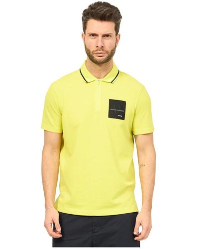 Armani Exchange Gelbes polo-shirt aus bio-baumwolle