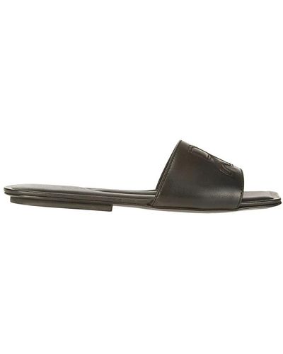 Courreges Leder slides sandalen - Schwarz