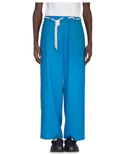 Bonsai Pantaloni larghi con cintura a corda - Blu
