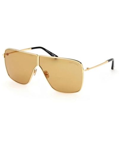 Tom Ford Glänzendes tiefes gold braun sonnenbrille,braune sonnenbrille glänzendes tiefes goldgestell - Mettallic