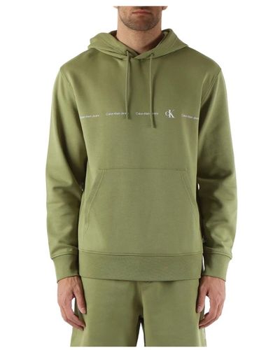 Calvin Klein Baumwollkapuzenpullover mit logodruck - Grün