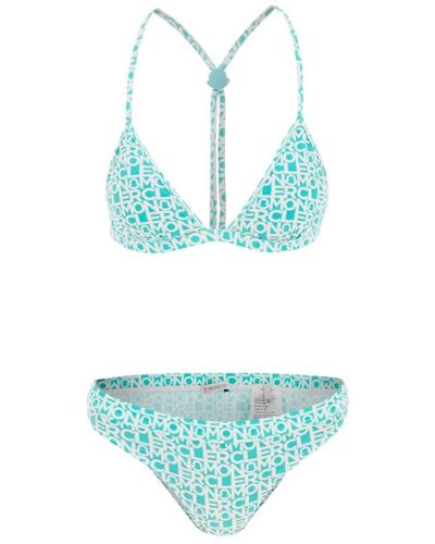 Moncler Bikini set with logo print - Blu