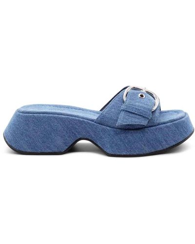Vic Matié Blau gewaschene denim mini yoko slipper