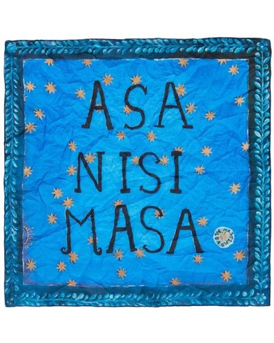 Massimo Alba Bedrucktes baumwoll-voile taschentuch,künstlerdruck baumwolltaschentuch - Blau