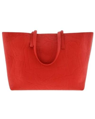 Carolina Herrera Borsa shopping in pelle rossa swing - Rosso