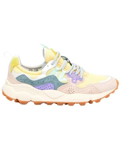 Flower Mountain Sneakers 1m28 in suede e tessuto giallo e rosa - Blu