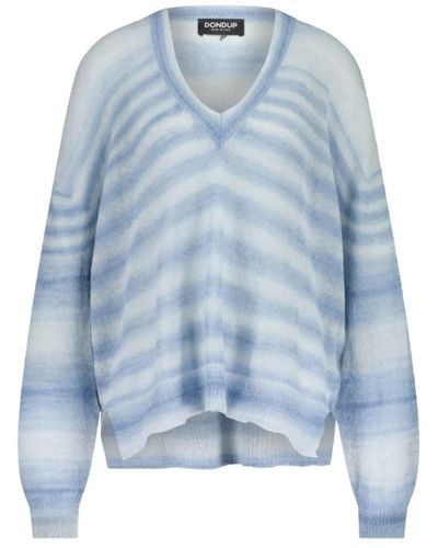 Dondup Knitwear > v-neck knitwear - Bleu
