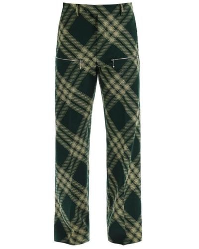 Burberry Straight cut checkered pants - Verde
