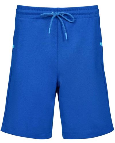 Bikkembergs Shorts in cotone blu con chiusura a bottone per uomo